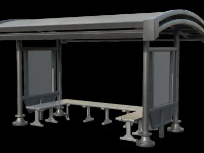 Game Ready Bus Stop 20 Low-poly 3D model