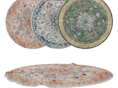 Round Rug Set 120 3D model