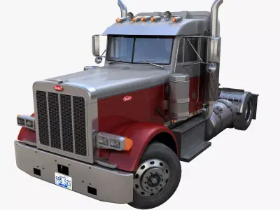 Peterbilt 379 singleaxle truck Low-poly 3D model