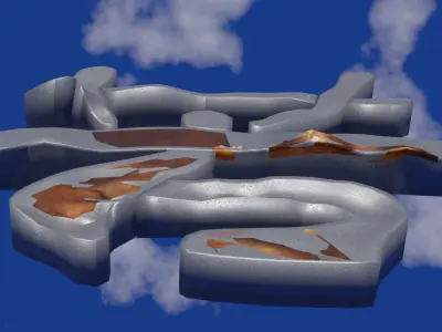 Aluminium Chinese script in damage shape and rust on surface  Low-poly 3D model