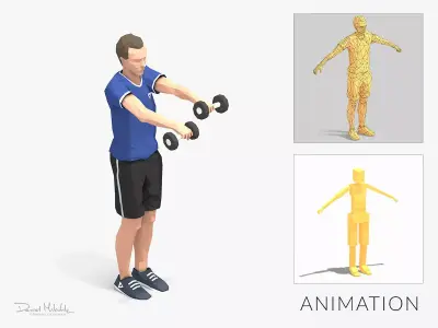 Forward Raise  Exercise Man Animation Low-poly 3D model