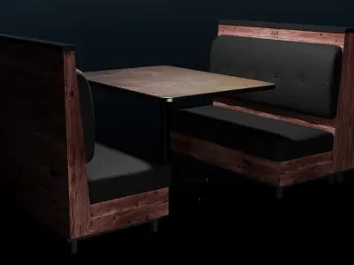 Rustic Restaurant Booth - with LODs for Game Engines Low-poly 3D model