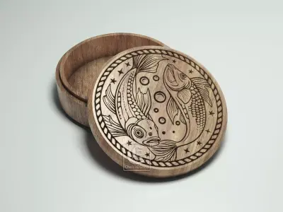 Pisces - V-Carved Jewelry Box - Digital Files for CNC Router  3D model