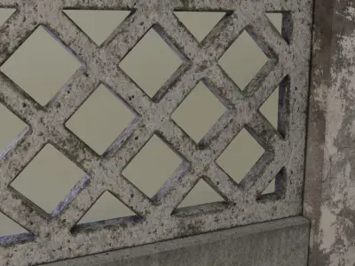 Old concrete Fence  Free low-poly 3D model