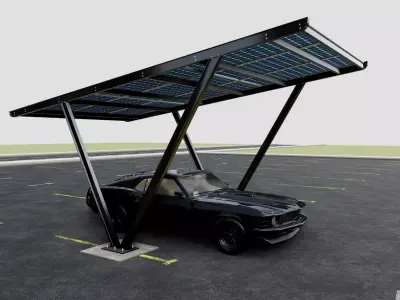 V TYPE MODERN SOLAR CARPORT TYPE-7 3D model