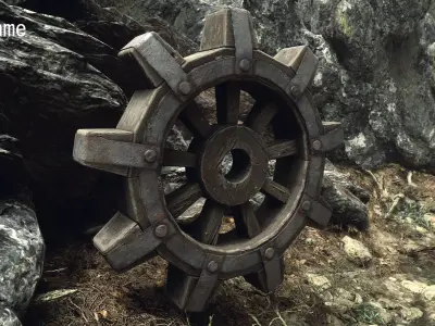 Wooden Wheel Low-poly 3D model purchase