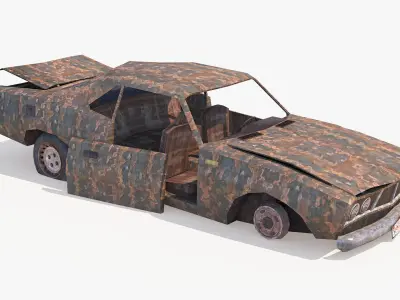 Destroyed Car Low-poly 3D model