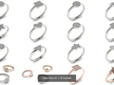 Collection 21 star ring in sterling silver 3D Model Pack
