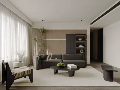 Modern living room dining room interior scenes 266 3D model