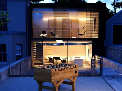 Realistic wooden Foosball Table yacht design Low-poly 3D model