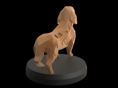 Parametric V Dachshund Low-poly 3D model