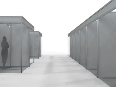Fair Center with 2x2 Modular Exhibition Stands 3D model