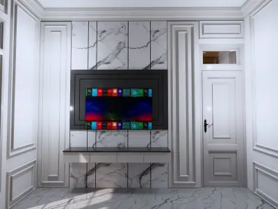 White Classic Luxury house Full Interior and furniture 3D model