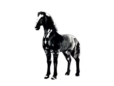Ink horse ink painting Low-poly 3D model