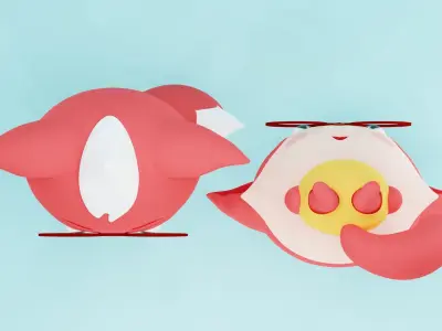 Cute 3d character cartoon  fox model Low-poly 3D model