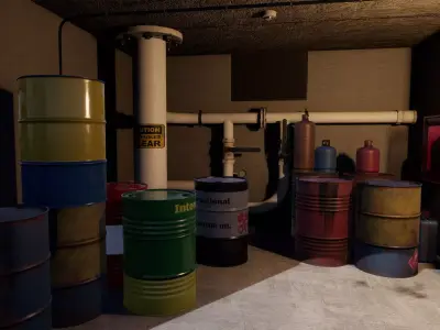 Drums and Jerrycans Low-poly 3D model