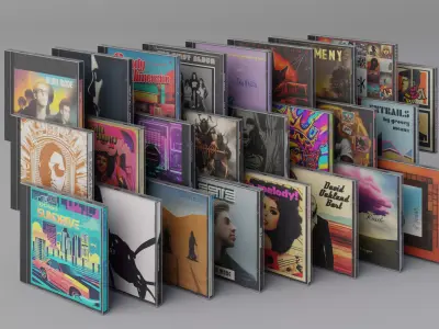 25 Music CDs Low-poly 3D model
