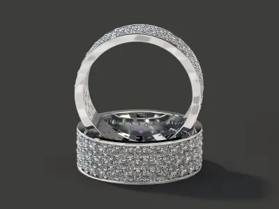 Slim Ring with diamonds 3D print model