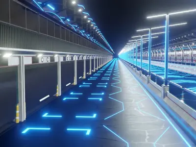 Generic Race Track futuristic Low-poly 3D model