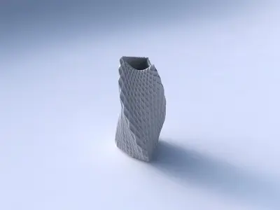 Vase twist curved tipping triangle 2 with grid piramides 3D print model