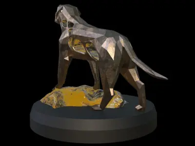 Steampunk English Mastiff Rock Low-poly 3D model