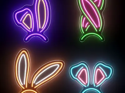Rabbit Neon Signs 3D model