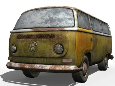  Rusted volks T2  Low-poly 3D model