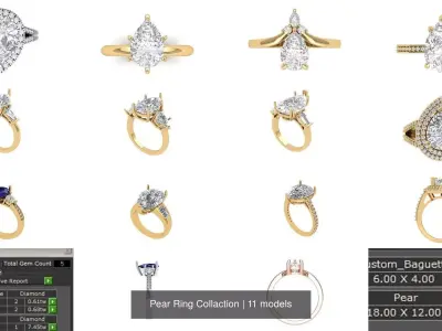 Pear Ring Collaction 3D Model Collection