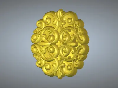 carved ornament furniture parts circle 3D print model