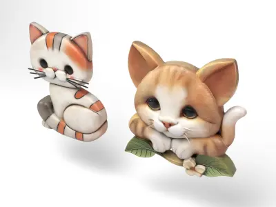 Cats wall decoration Low-poly 3D model