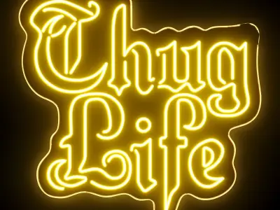 Thug Life Neon Sign 3D model