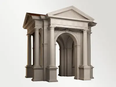 Arched portico in Doric Denticulated column order gazebo 3D model