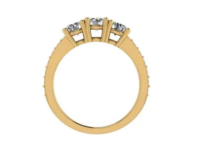Ring115 three stone diamond engagement ring gold 3D print model