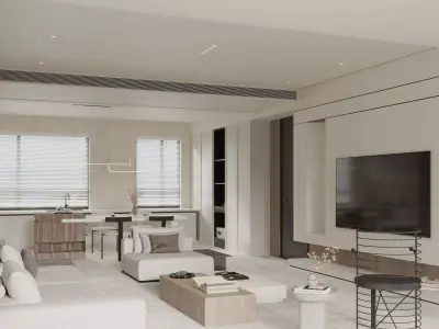 Modern living room dining room interior scenes 474 3D model