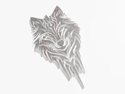 Laser Cut Wolf Head 3D Model Decorative Wall Art Low-poly 3D model