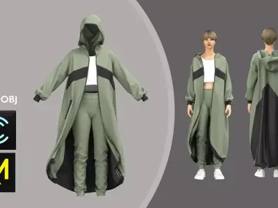 Women Sport Clothing Hoodie set Marvelous Designer OBJ FBX 3D model