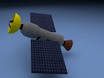 Satellite Low Poly flying in sky Low-poly 3D model