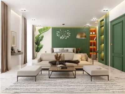 Green Theme Apartment In Native Blend File by Vizfromblender 3D model