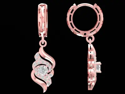 Elegant Diamond Drop Earrings with Twisted Design  3261 3D print model