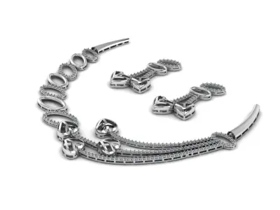 Luxury Fashion Diamond Necklace Sets 3d Printable Model 3D print model