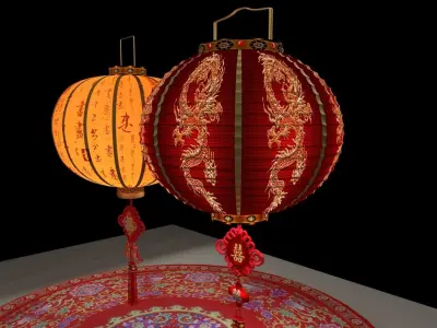 Chinese red lantern  3D model 33