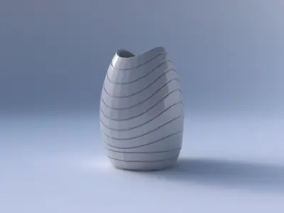 Bowl compressed with hard horizontal dents 3D print model