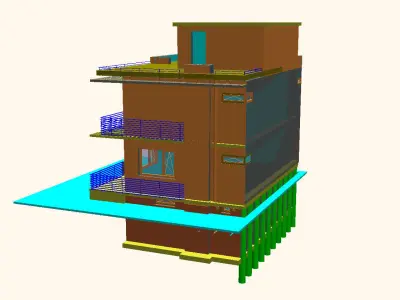two-storey apartment house Low-poly 3D model