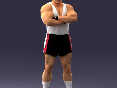 Elderly bodybuilder in shorts 0168 3D model