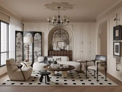 French style living room 3D model