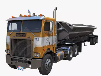 Freightliner Powerliner  side tipper road train Low-poly 3D model