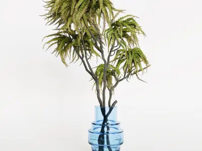 Decorative branches with green flowers 3D model