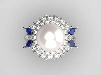 woman pearl jewelry ring pr0016 3D print model