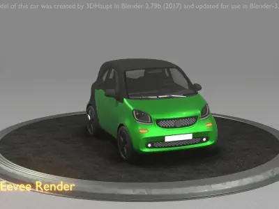 City Car 50 Small Type-E Green Low-poly 3D model