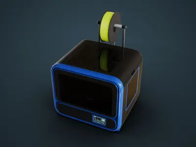 3D Printer With Spool Of Filament Low-poly 3D model